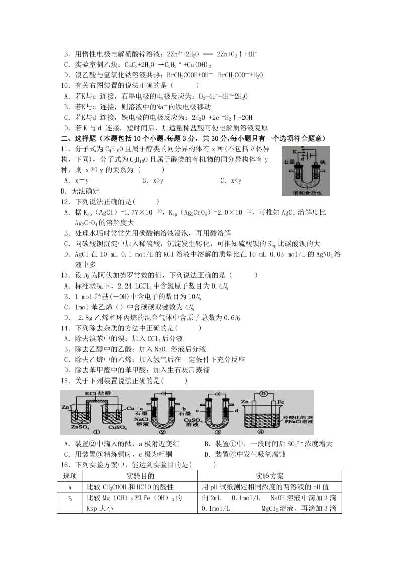 2019年高二化学下学期期中试题 (II).doc_第2页