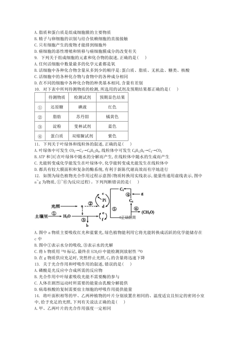 2019版高三生物11月月考试题.doc_第2页