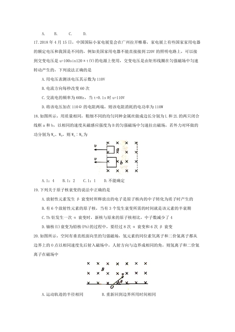 湖北省2019届高三物理1月模拟调研考试试题.doc_第2页