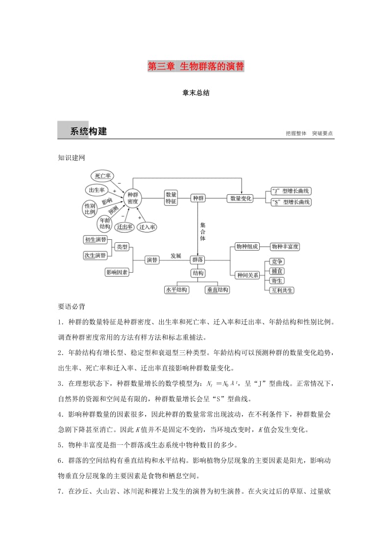 2018-2019版高中生物 第三章 生物群落的演替章末总结学案 苏教版必修3.doc_第1页