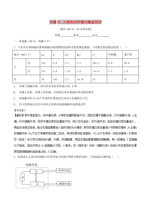 2018-2019學(xué)年高中生物 專題01 人體的內(nèi)環(huán)境與穩(wěn)態(tài)同步單元雙基雙測(cè)B卷 新人教版必修3.doc