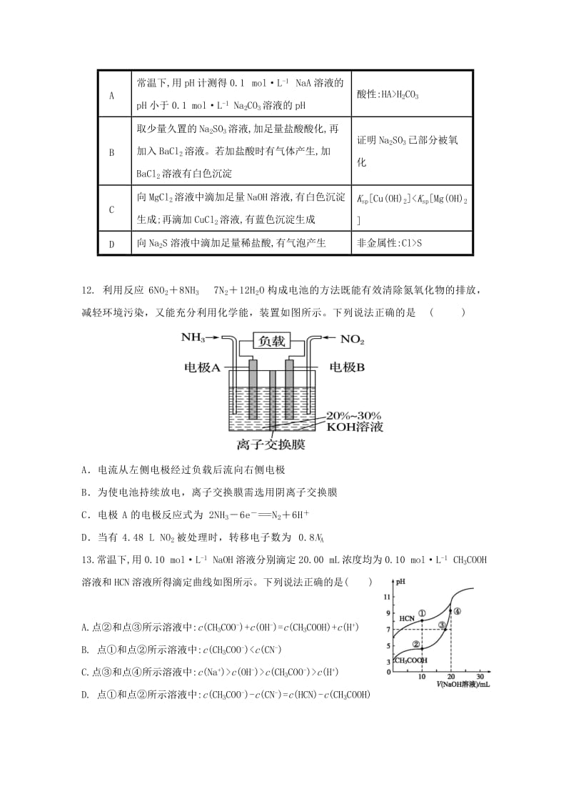 2019届高考化学模拟试题五.doc_第2页