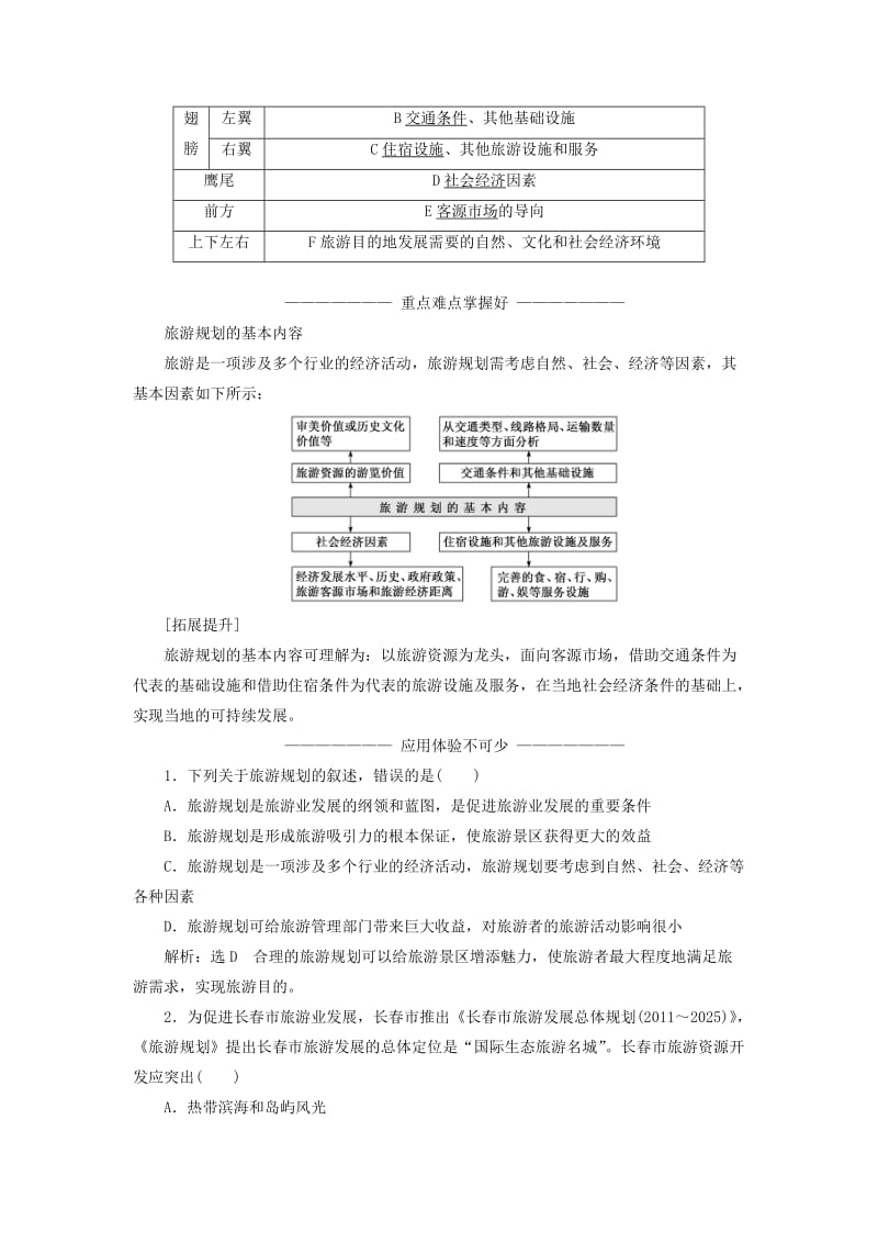 2018-2019学年高中地理 第四章 旅游开发与保护 第一节 旅游规划学案（含解析）新人教版选修3.doc_第2页