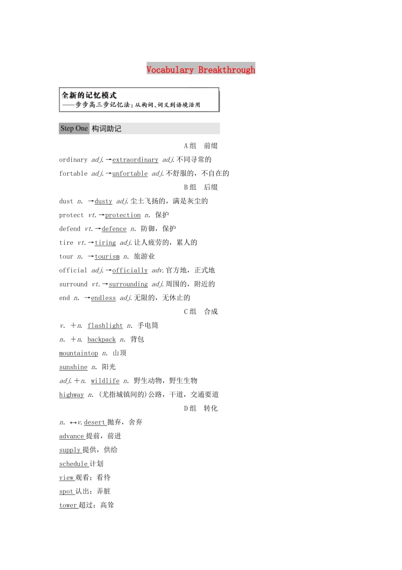 2018-2019版高中英语 Unit 2 Wish you were here Vocabulary Breakthrough讲义 牛津译林必修2.doc_第1页