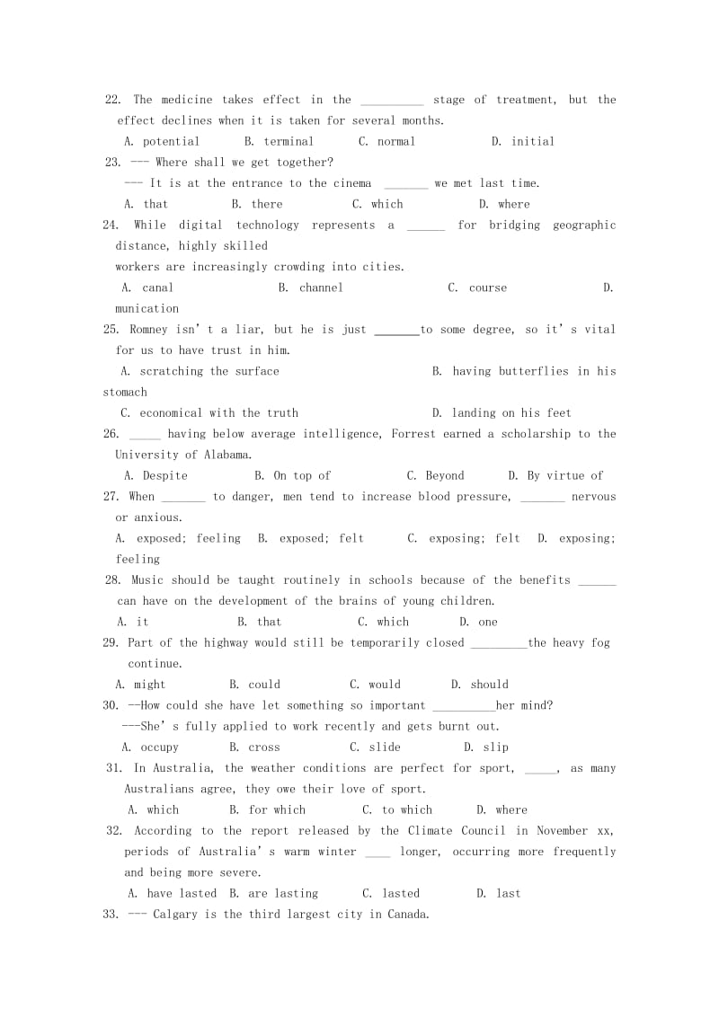 2019届高三英语上学期第二次月考试卷.doc_第3页