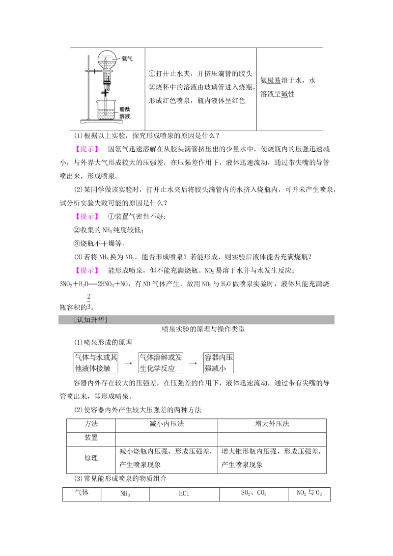 2018版高中化学 第四章 非金属及其化合物 第4节 氨 硝酸 硫酸 课时1 氨学案 新人教版必修1.doc_第3页