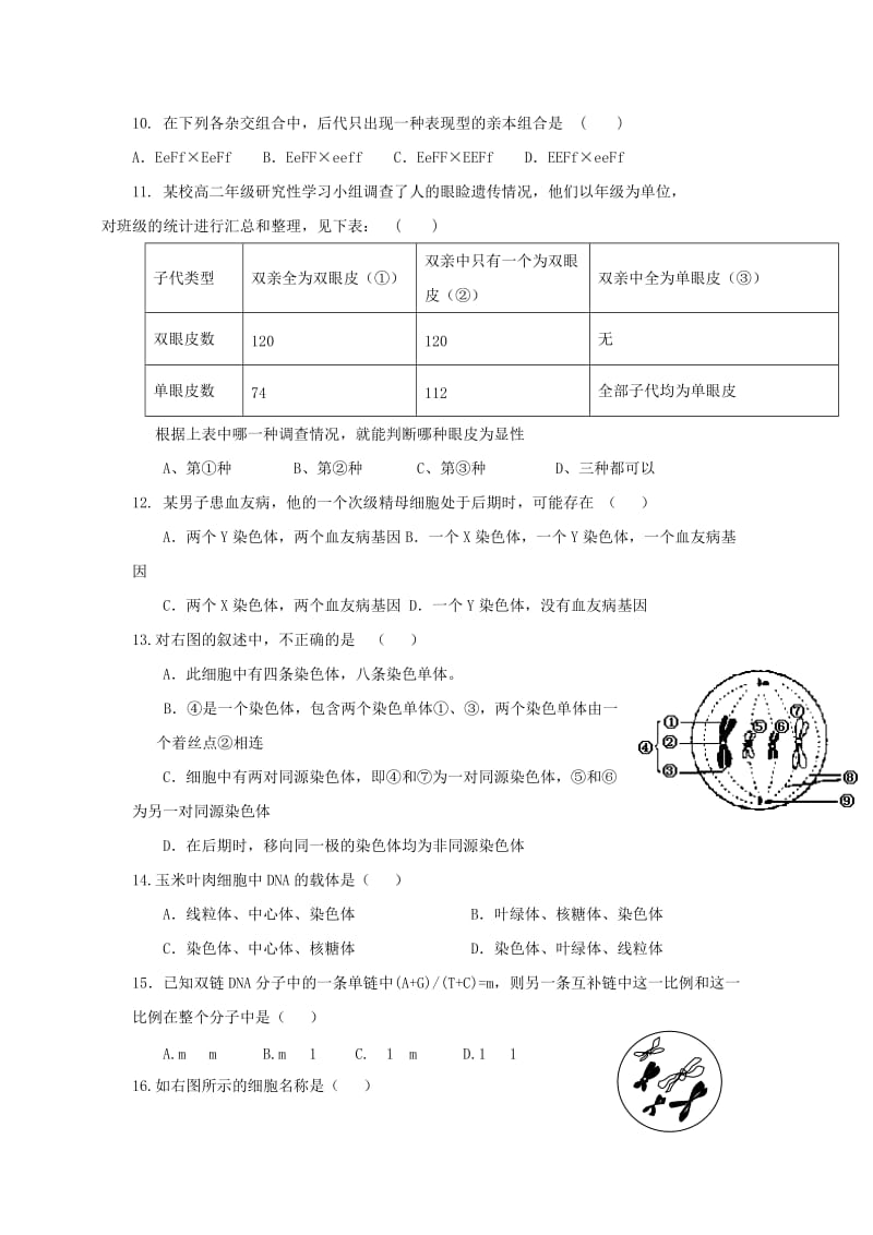 2019-2020学年高一生物下学期期中试题（无答案） (IV).doc_第2页