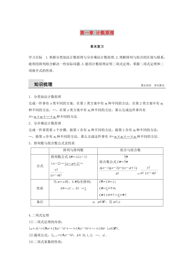 2018-2019版高中数学 第一章 计数原理章末复习学案 新人教A版选修2-3.doc_第1页