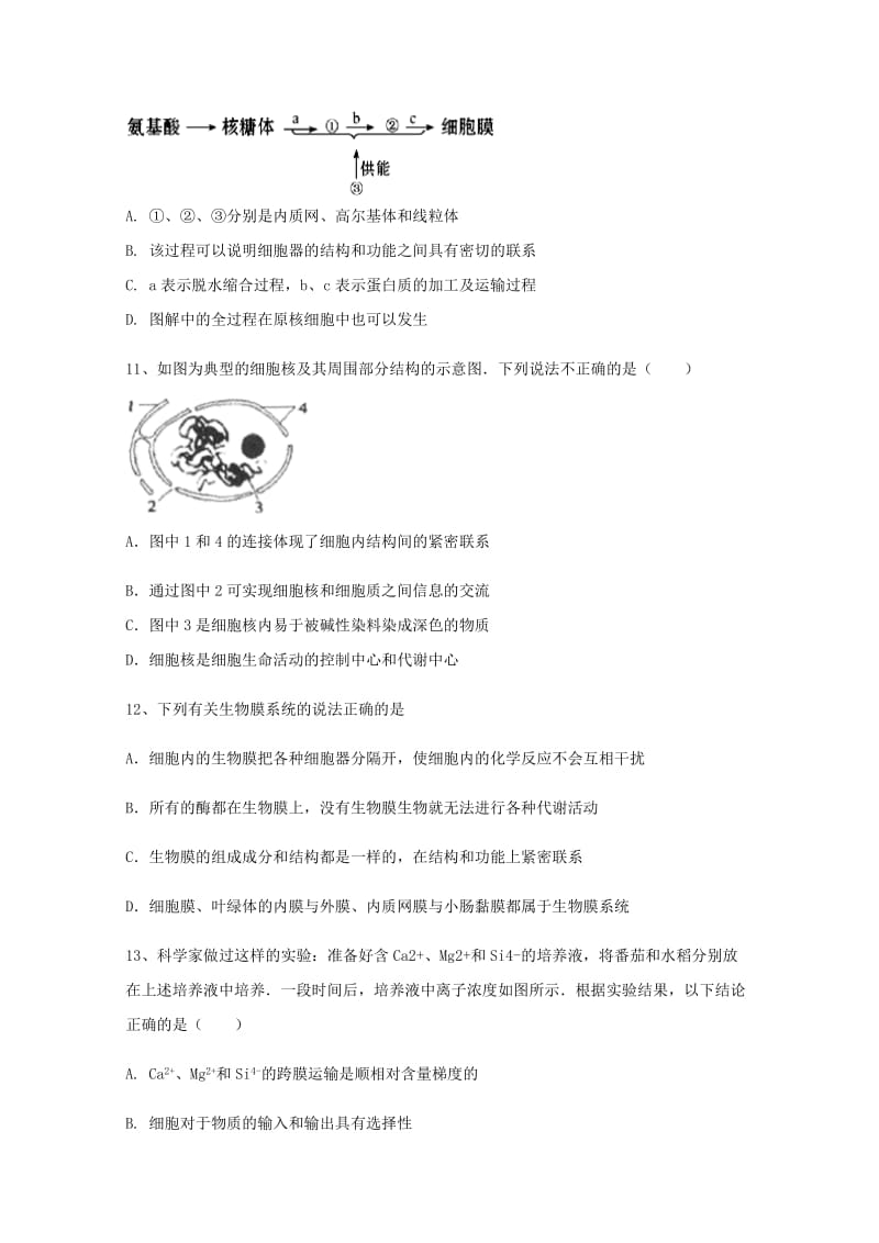 2019-2020学年高一生物上学期期末联考试题.doc_第3页