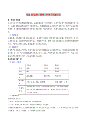 2019年高考物理備考 中等生百日捷進(jìn)提升系列 專題15 固體、液體、氣體與能量守恒（含解析）.docx