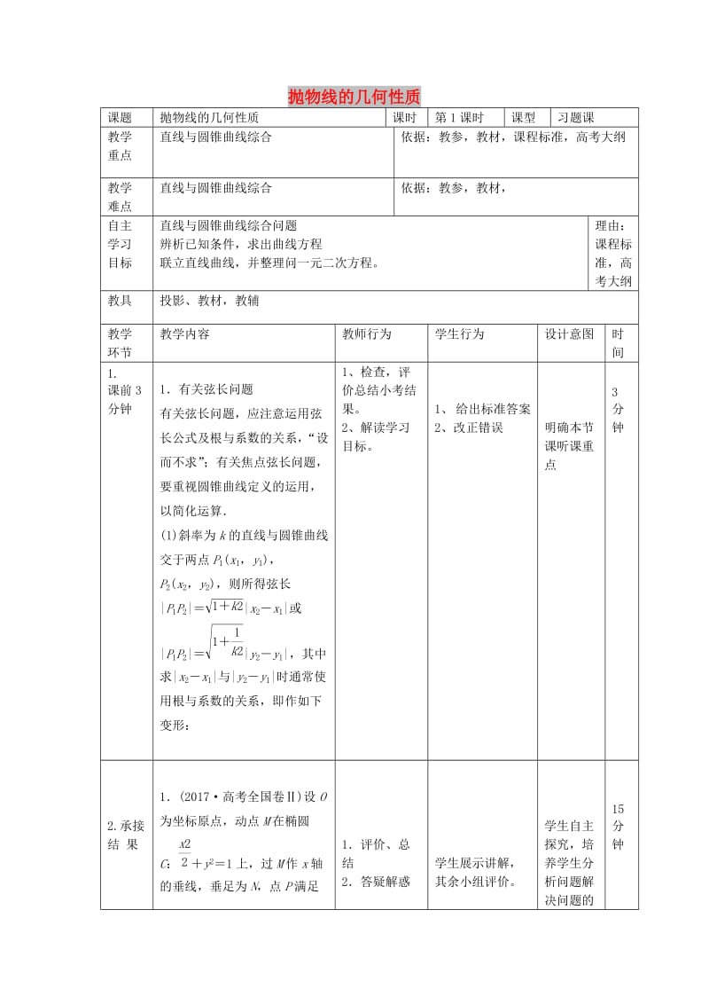 辽宁省大连市高中数学 第二章 圆锥曲线与方程 2.5 圆锥曲线的定义、性质直线与圆锥曲线（1）教案 新人教B版选修2-1.doc_第1页