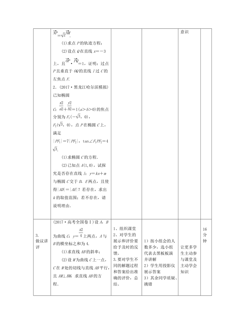 辽宁省大连市高中数学 第二章 圆锥曲线与方程 2.5 圆锥曲线的定义、性质直线与圆锥曲线（1）教案 新人教B版选修2-1.doc_第2页