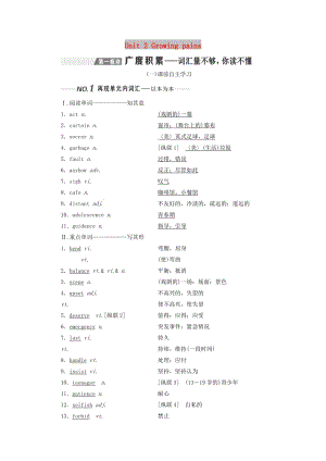 （全國通用）2020高考英語一輪復(fù)習(xí) Unit 2 Growing pains講義（含解析）牛津譯林版必修1.doc