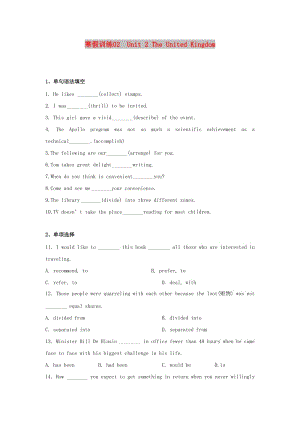 2018-2019學(xué)年高二英語(yǔ) 寒假訓(xùn)練02 Unit 2 The United Kingdom.docx