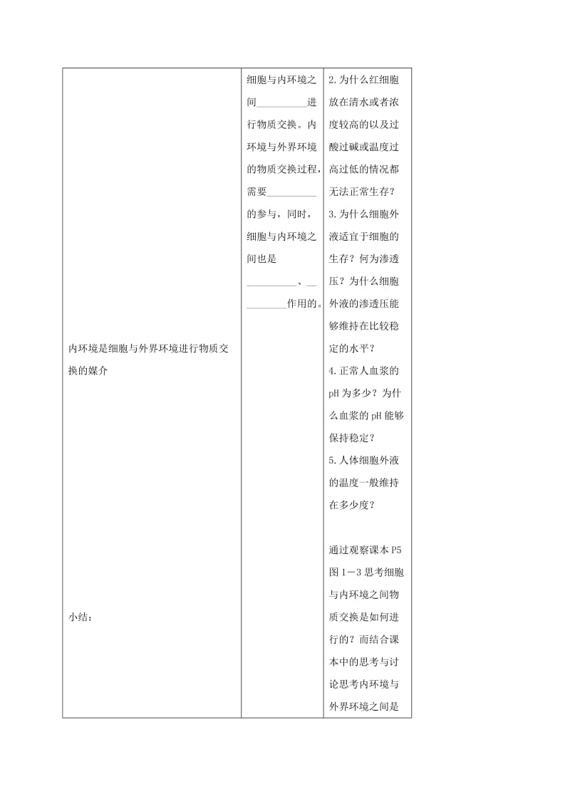 内蒙古开鲁县高中生物 第一章人体的内环境与稳态 1.1 细胞生活的环境教案 新人教版必修3.doc_第3页