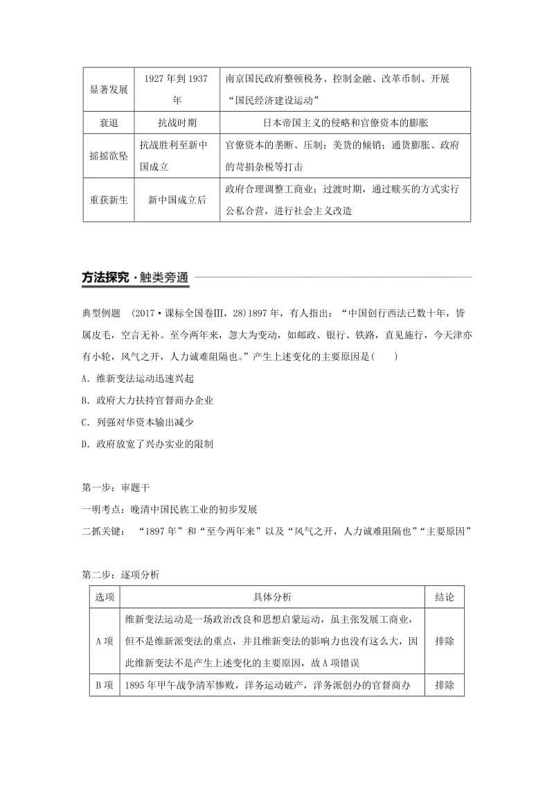 浙江专用2018-2019学年高中历史专题二近代中国资本主义的曲折发展专题学习总结学案人民版必修2 .doc_第2页