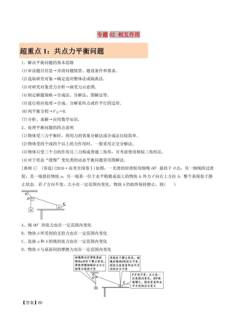 2019年高考物理 专题02 相互作用学案.doc_第1页