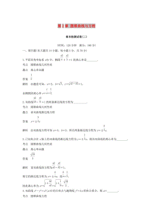 2018-2019高中數(shù)學(xué) 第2章 圓錐曲線與方程章末檢測(cè)試卷 蘇教版選修1 -1.docx