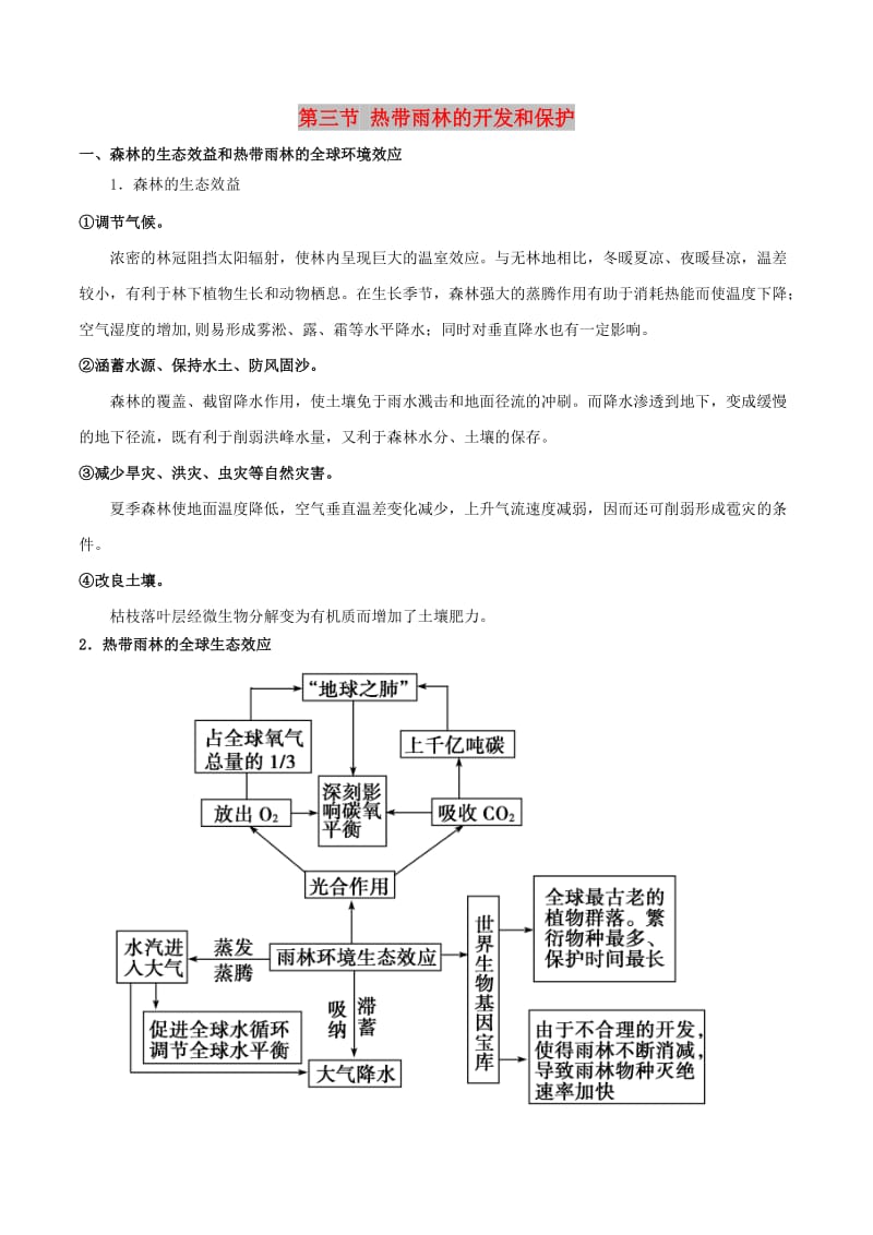 2019高考地理总复习 区域地理 第五章 区域生态环境建设 第三节 热带雨林的开发和保护学案 新人教版必修3.doc_第1页