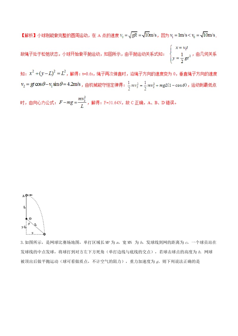 2019年高考物理 名校模拟试题分项解析40热点 专题05 平抛运动和运动合成.doc_第3页