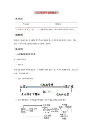 （全國通用）2018年高考生物總復(fù)習(xí)《人體的內(nèi)環(huán)境與穩(wěn)態(tài)》專題突破學(xué)案.doc