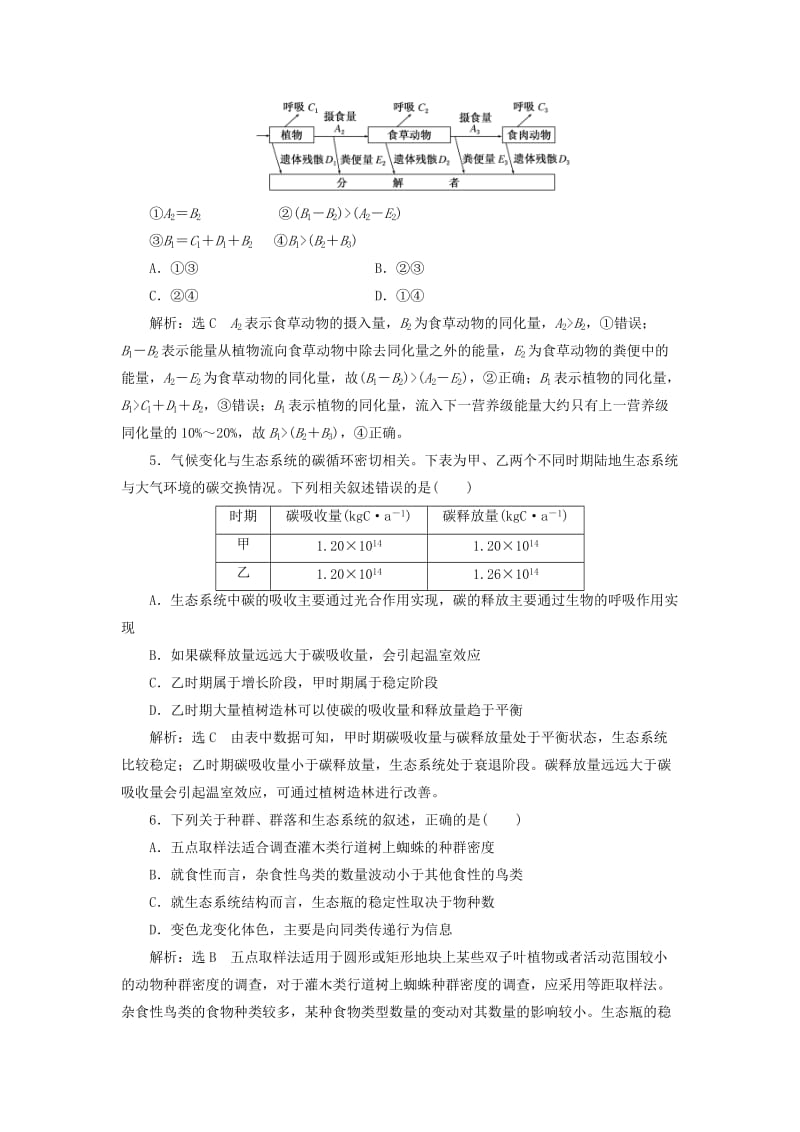 （江苏专版）2019版高考生物二轮复习 专题五 生态 主攻点之（二）生态系统练习（含解析）.doc_第2页