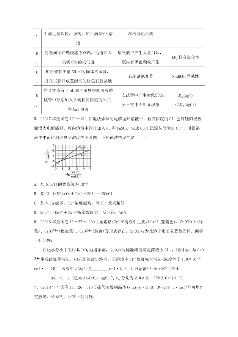 2019年高考化学 专题22 沉淀溶解平衡高频考点专练.doc_第2页