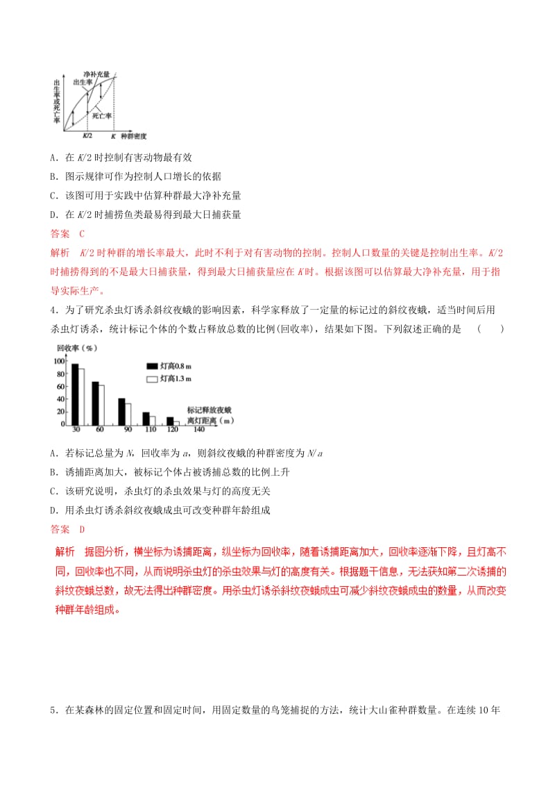 2019年高考生物热点题型和提分秘籍 专题31 种群的特征和数量的变化题型专练.doc_第2页