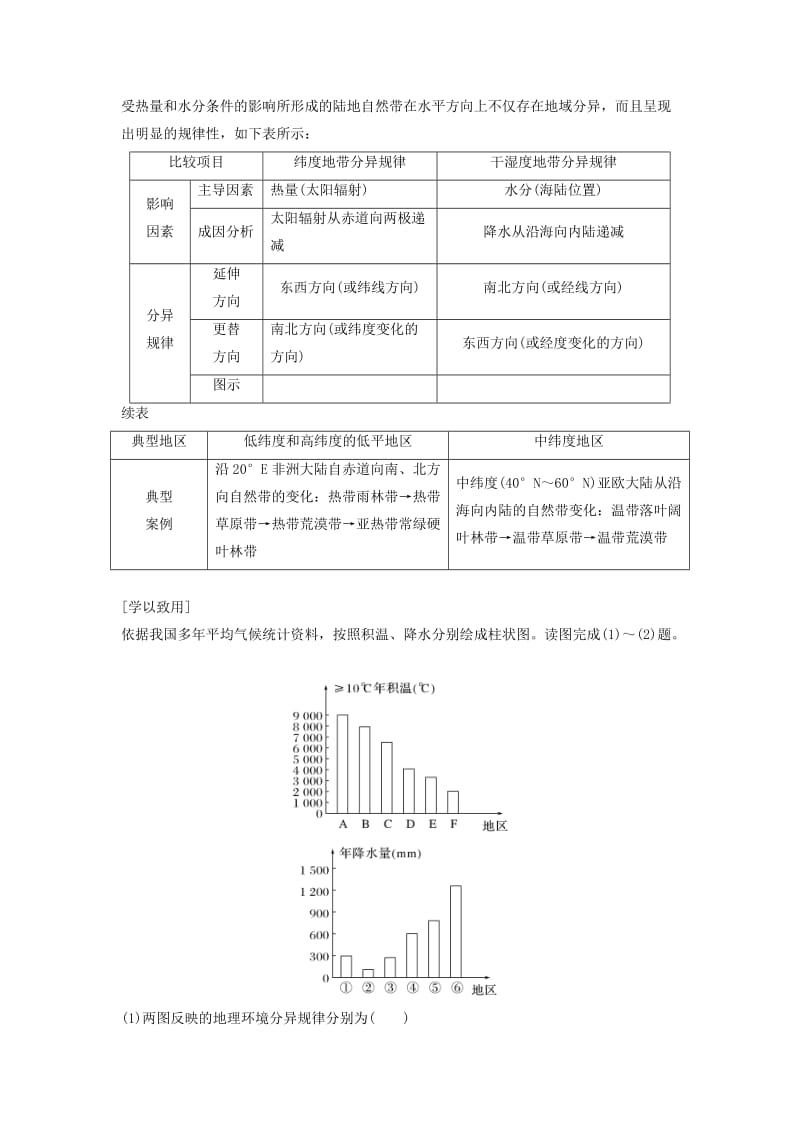 浙江专版2018-2019版高中地理第三章自然环境地理的整体性与差异性3.3.1地域分异的基本规律学案湘教版必修1 .doc_第2页