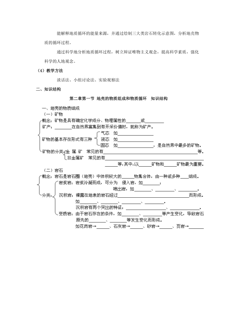 陕西省蓝田县高中地理 第二章 自然环境中的物质运动和能量交换 第一节 地壳的物质组成和物质循环教案 湘教版必修1.doc_第2页