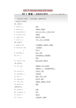 （江蘇專用）2020高考英語(yǔ)一輪復(fù)習(xí) Unit 1 Getting along with others學(xué)案（含解析）牛津譯林版必修5.doc