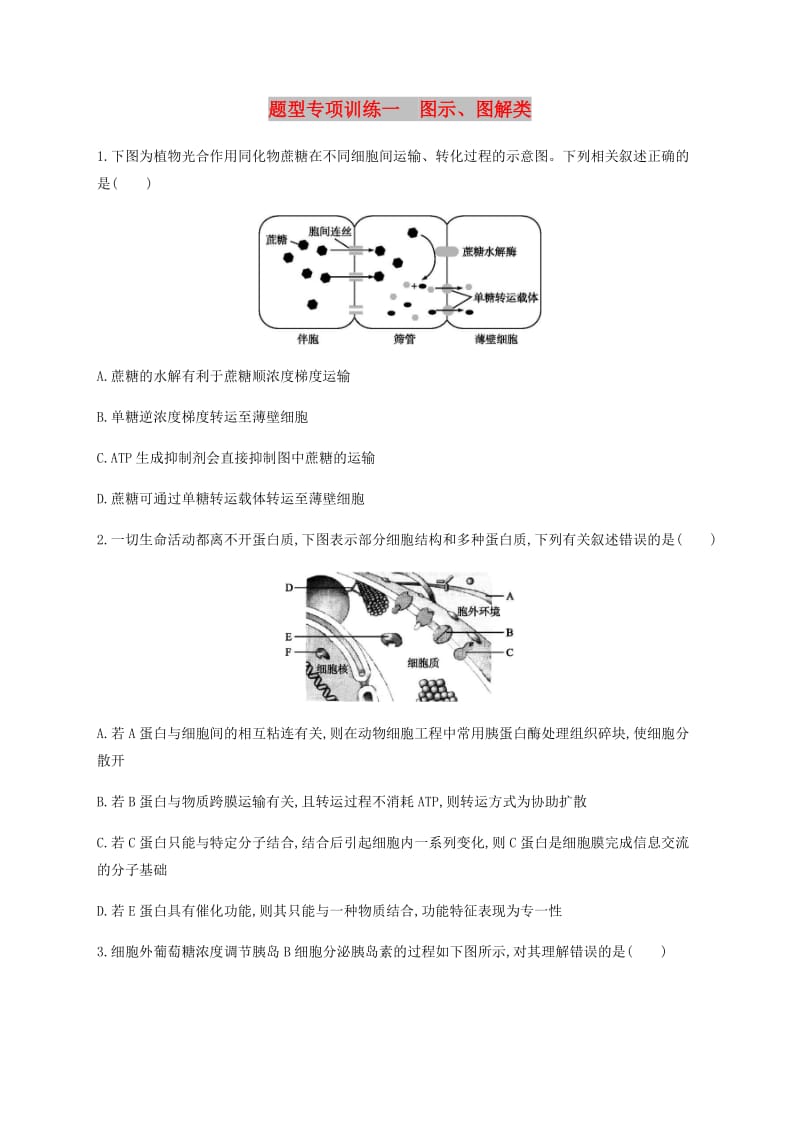 2019年高考生物二轮复习 题型专项训练1 图示、图解类.docx_第1页