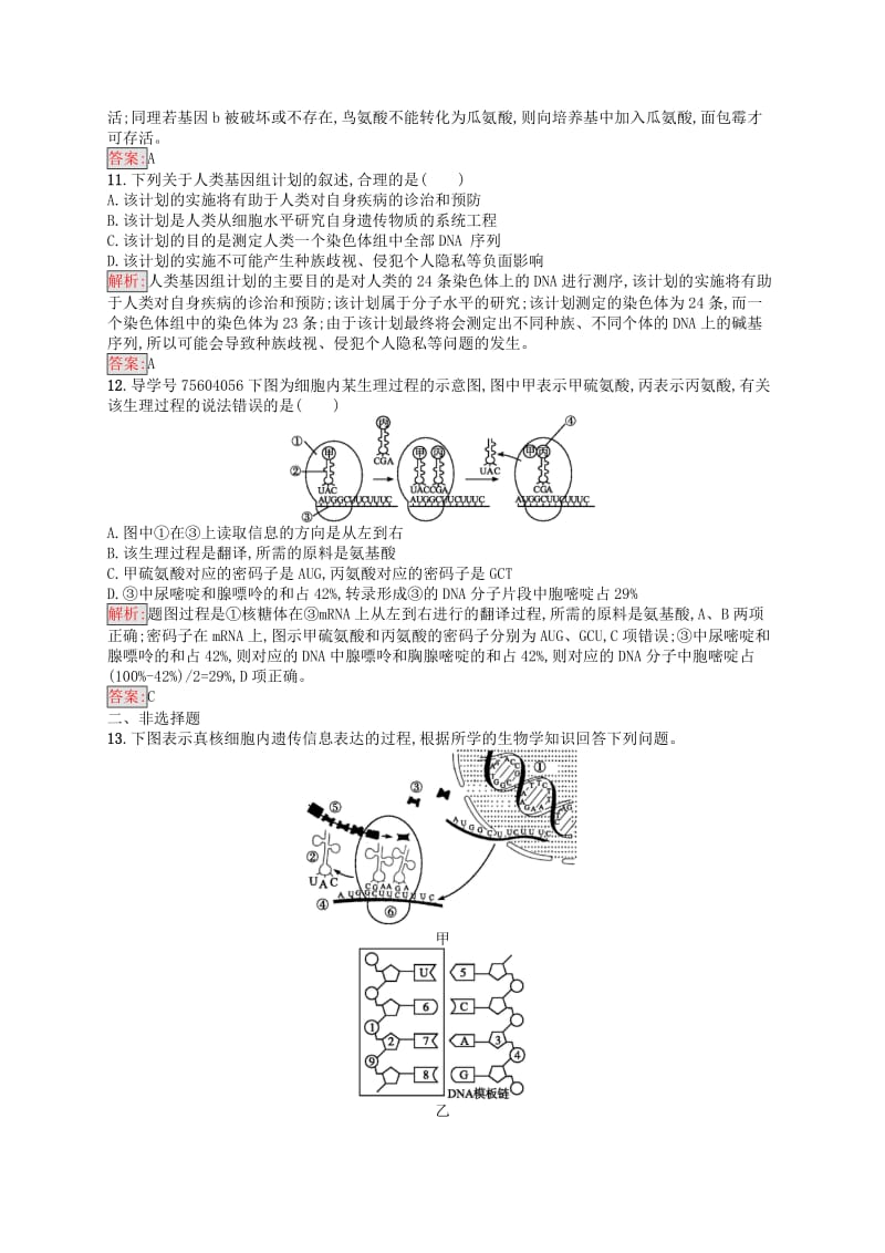 2019年高中生物第四章遗传的分子基础4.3基因控制蛋白质的合成练习苏教版必修2 .docx_第3页