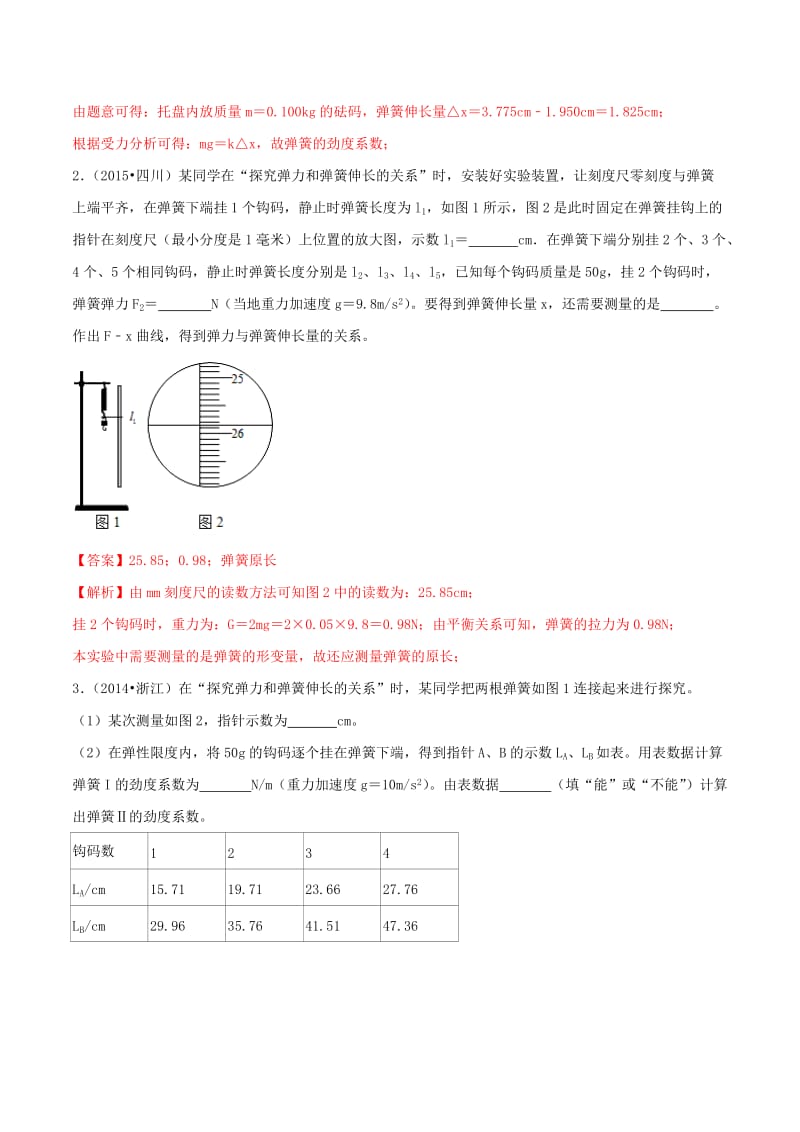 2019年高考物理一轮复习 专题04 验证胡克定律（含解析）.doc_第2页