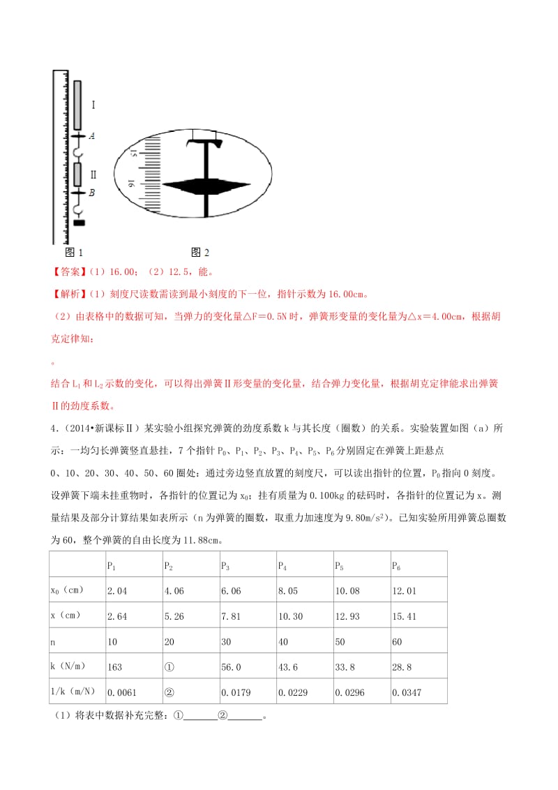 2019年高考物理一轮复习 专题04 验证胡克定律（含解析）.doc_第3页