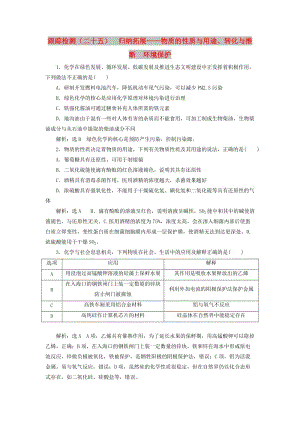 （通用版）2020高考化學(xué)一輪復(fù)習(xí) 跟蹤檢測（二十五）歸納拓展 物質(zhì)的性質(zhì)與用途、轉(zhuǎn)化與推斷環(huán)境保護（含解析）.doc