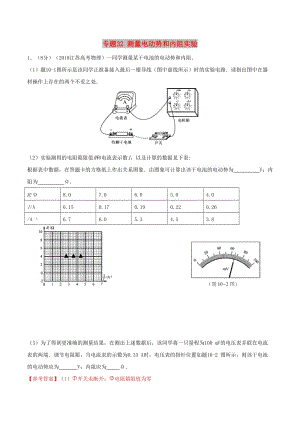 2019年高考物理 名校模擬試題分項解析40熱點 專題32 測量電動勢和內阻實驗.doc