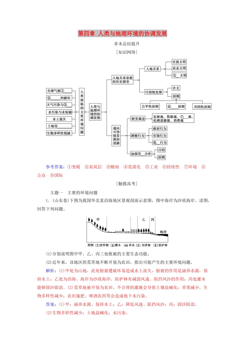 2019春高中地理 第四章 人类与地理环境的协调发展章末总结提升学案 中图版必修2.doc_第1页