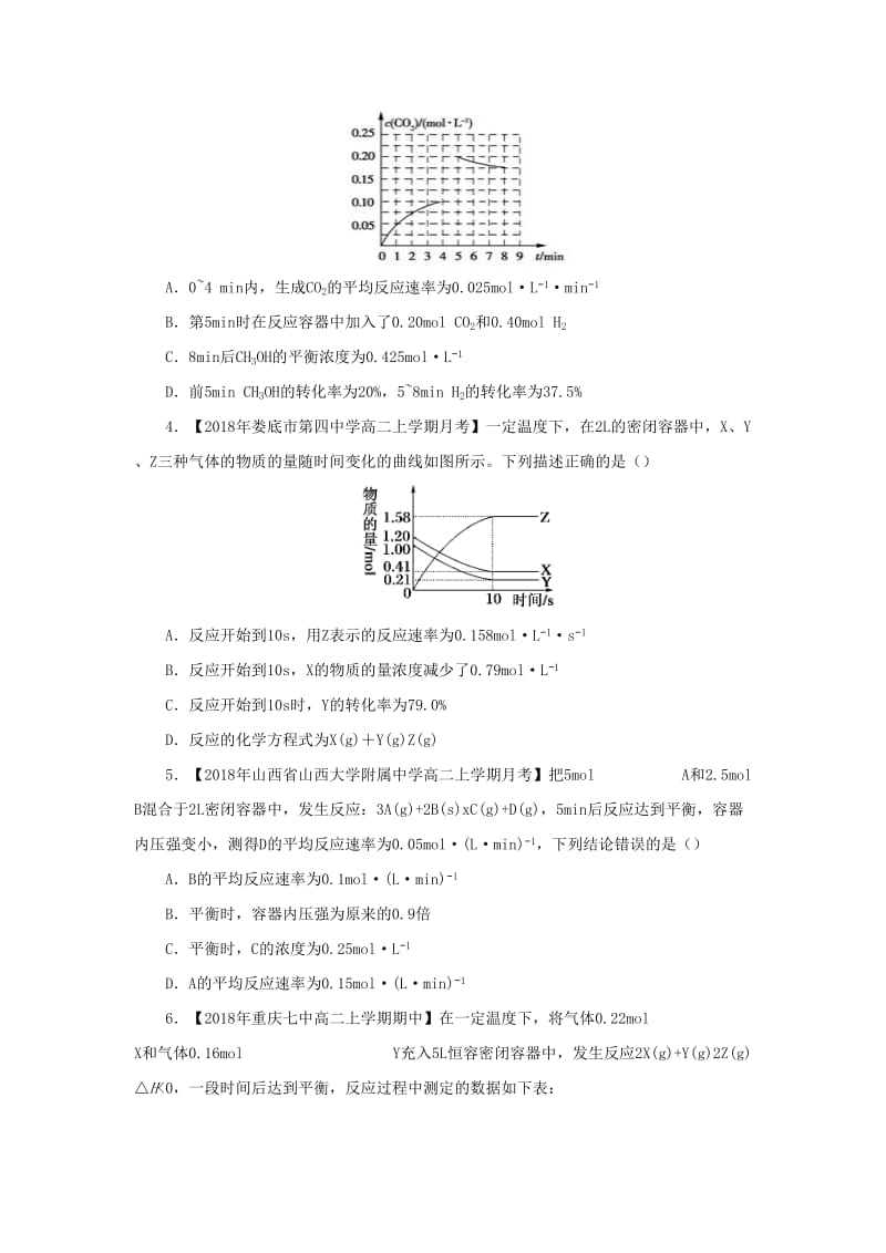 2018-2019学年高二化学 寒假训练03 化学反应速率.docx_第2页