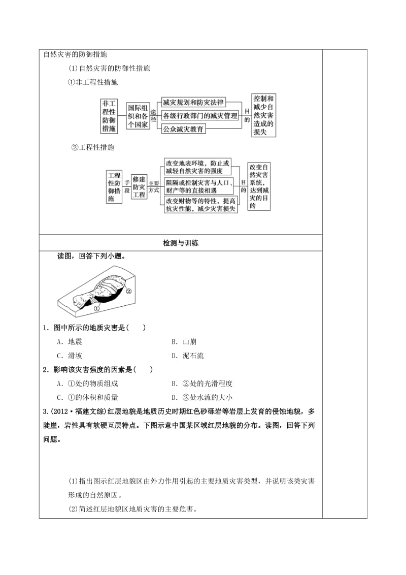 （新课标）高中地理 第五单元 自然灾害与防治 第二课 地质灾害及其防治导学案 鲁教版必修1.doc_第3页