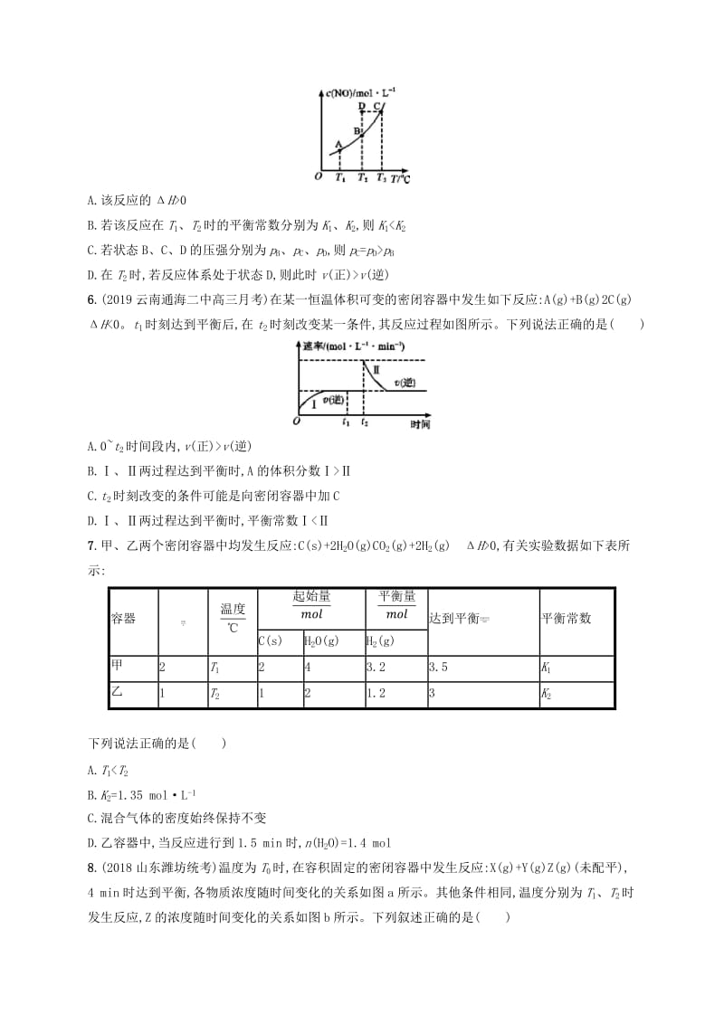 2020版高考化学大一轮复习 单元质检卷7 化学反应的方向、限度与速率 鲁科版.doc_第2页