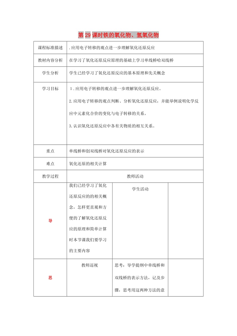 四川省成都市高中化学 第29课 铁的氧化物、氢氧化物教案 新人教版必修1.doc_第1页