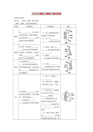 山東省武城縣高中數(shù)學(xué) 第一章 解三角形 1.1.3 圓柱、圓錐、圓臺(tái)和球?qū)W(xué)案新人教A版必修5.doc