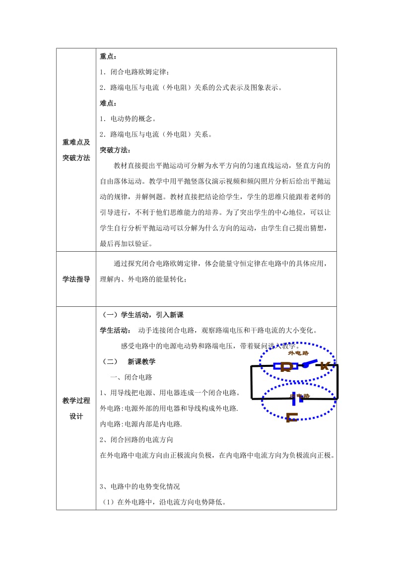 陕西省蓝田县高中物理 第二章 恒定电流 第二章 恒定电流 2.7 闭合电路欧姆定律教案 新人教版选修3-1.doc_第2页