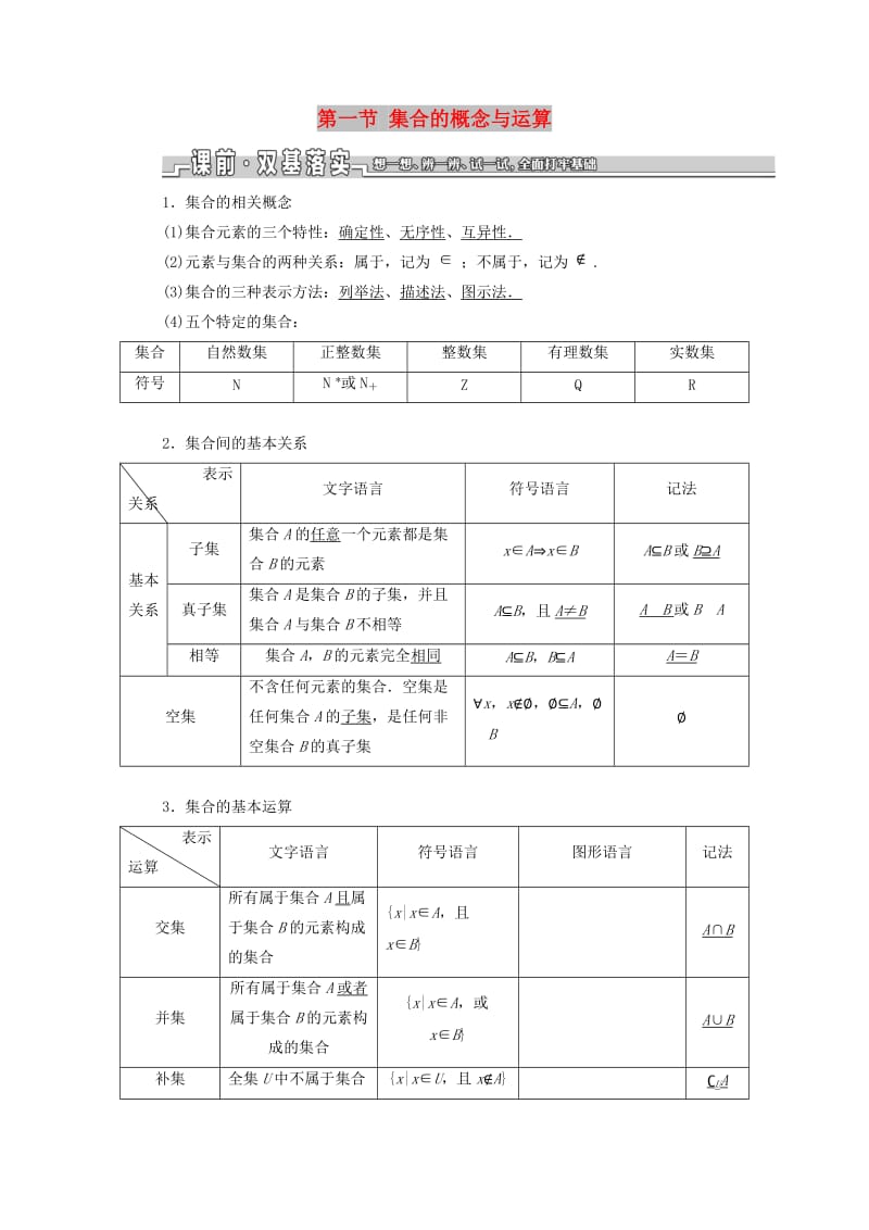 江苏专版2020版高考数学一轮复习第一章集合与常用逻辑用语第一节集合的概念与运算学案理含解析.doc_第1页