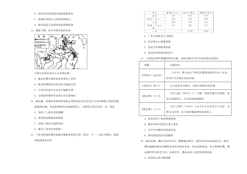 2019高中历史 第一单元 古代中国基本经济结构与特点单元测试（一）新人教版必修2.doc_第3页