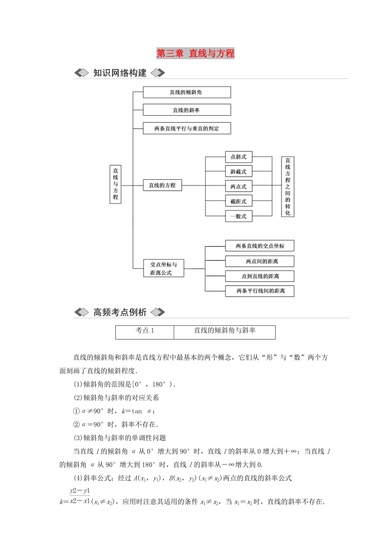 2019高中数学 第三章 直线与方程章末小结与测评讲义（含解析）新人教A版必修2.doc_第1页