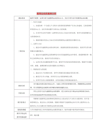 陜西省安康市石泉縣高中物理 第2章 研究圓周運動 2.3 圓周運動案例分析教案 滬科版必修2.doc