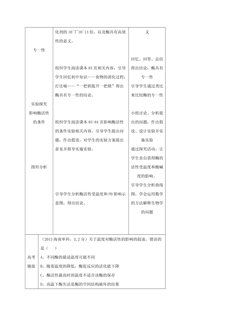 内蒙古开鲁县高中生物 第五章 细胞的能量供应和利用 5.1 降低化学反应活化能的酶 第二课时教案 新人教版必修1.doc_第2页