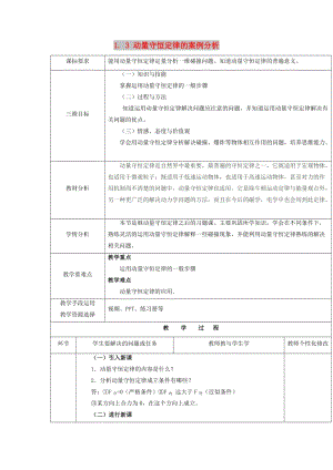 陜西省安康市石泉縣高中物理 第1章 碰撞與動(dòng)量守恒 1.3 動(dòng)量守恒定律的案例分析教學(xué)設(shè)計(jì) 滬科版選修3-5.doc